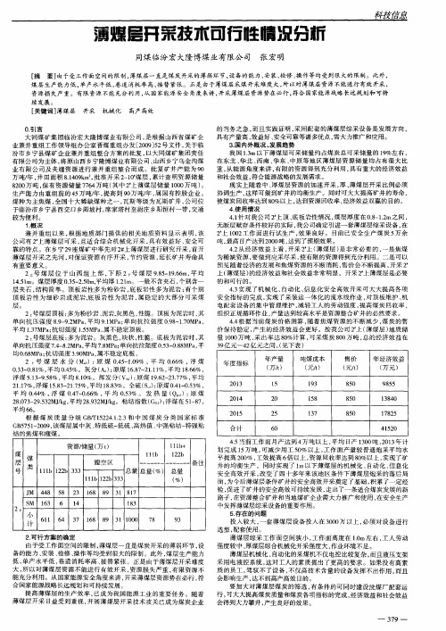 薄煤层开采技术可行性情况分析