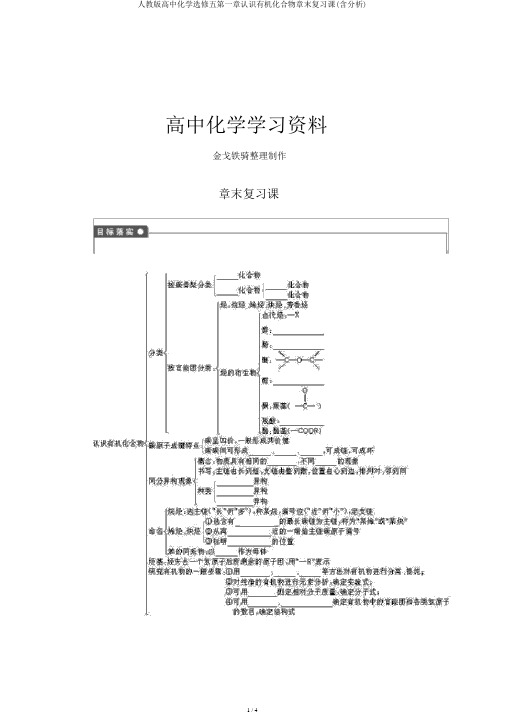 人教版高中化学选修五第一章认识有机化合物章末复习课(含解析)