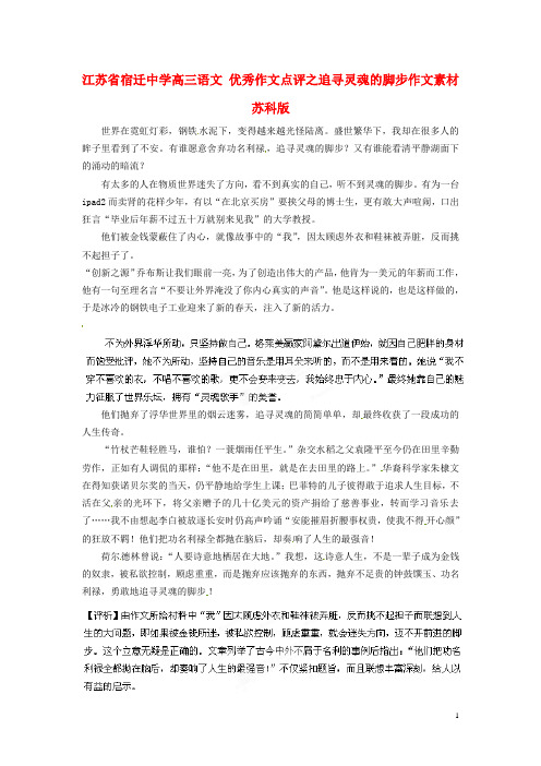 江苏省宿迁中学高三语文 优秀作文点评之追寻灵魂的脚步作文素材 苏科版