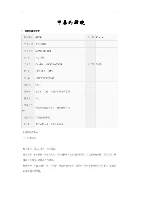 MSDS甲基丙烯酸_MSDS