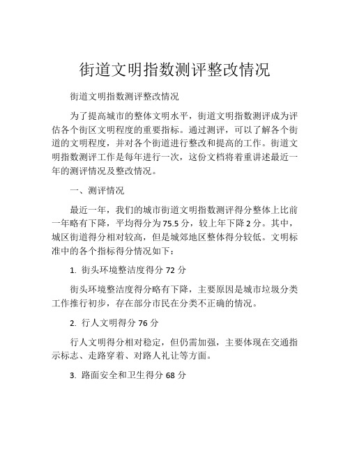 街道文明指数测评整改情况