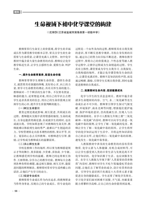 生命视域下初中化学课堂的构建