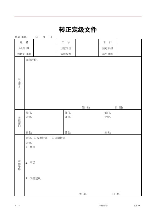 转正定级文件