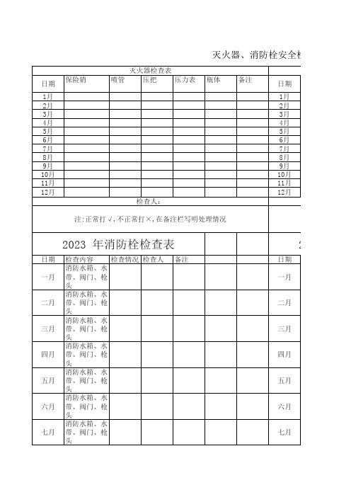 灭火器、消防栓安全检查表