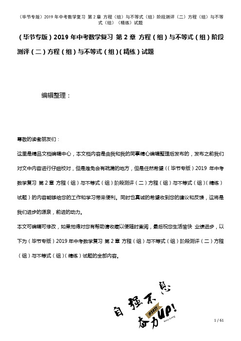 中考数学复习第2章方程(组)与不等式(组)阶段测评(二)方程(组)与不等式(组)(精练)试题(20