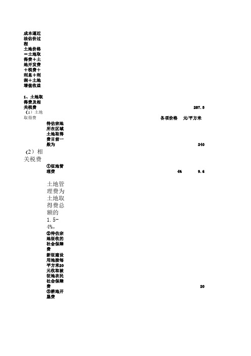 土地价格计算表