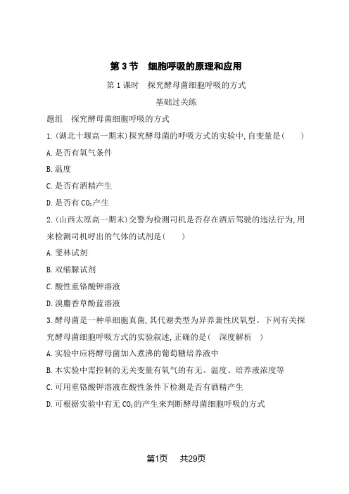 人教版高中生物必修第1册 第5章 细胞的能量供应和利用 第3节 细胞呼吸的原理和应用