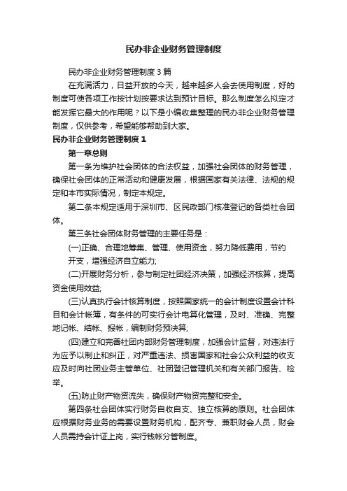 民办非企业财务管理制度3篇