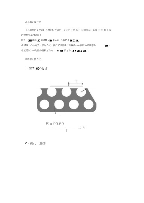 常用十种开孔率计算公式