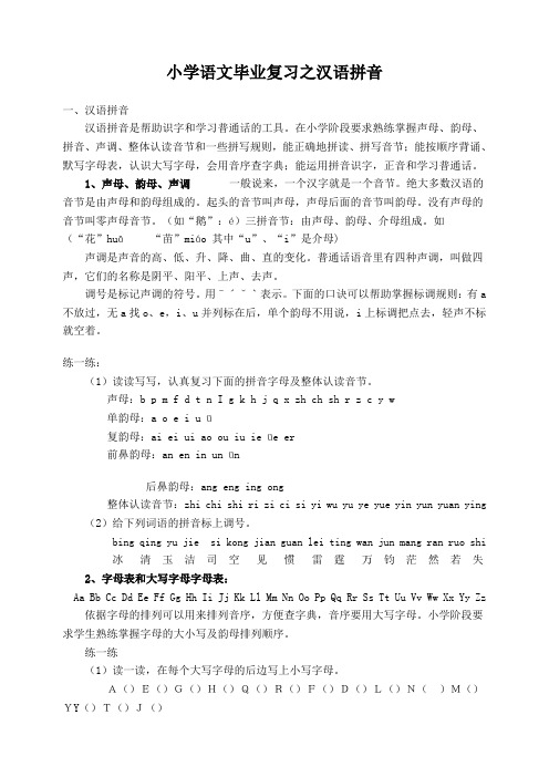 小学语文毕业复习之汉语拼音