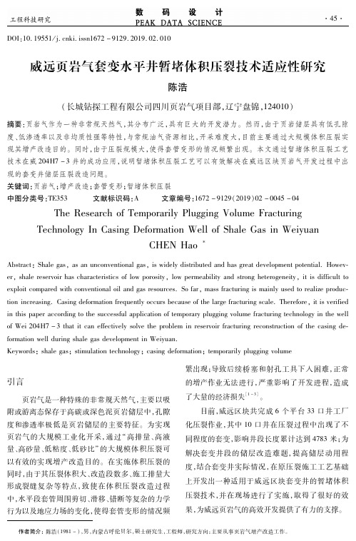 威远页岩气套变水平井暂堵体积压裂技术适应性研究