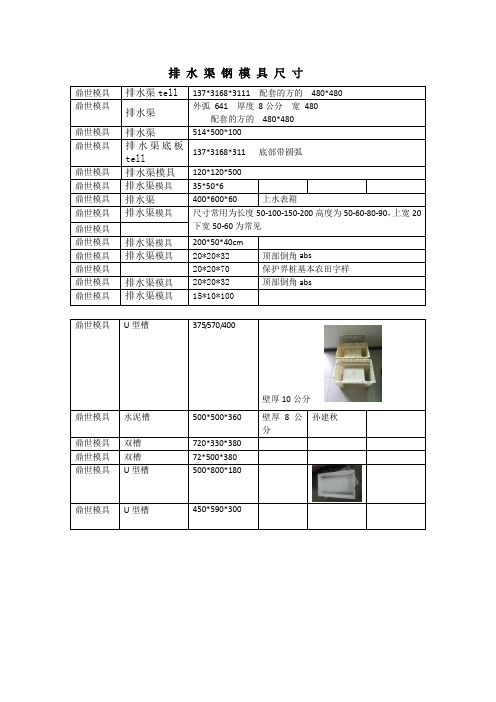 排水渠钢模具尺寸