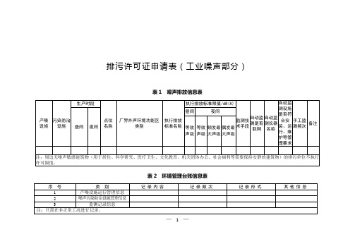 排污许可证申请表(工业噪声部分)