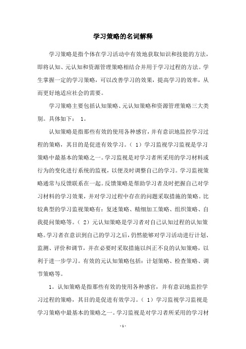 学习策略的名词解释