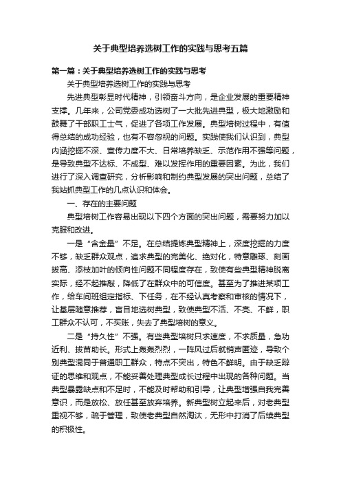 关于典型培养选树工作的实践与思考五篇