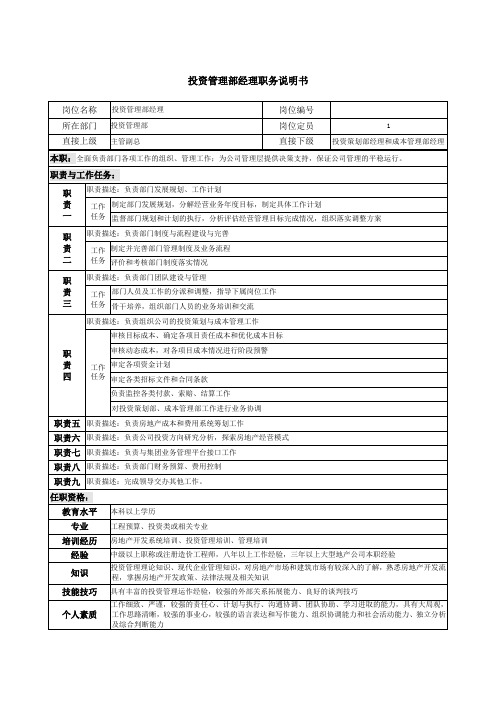 06-01-投资管理部经理职务说明书