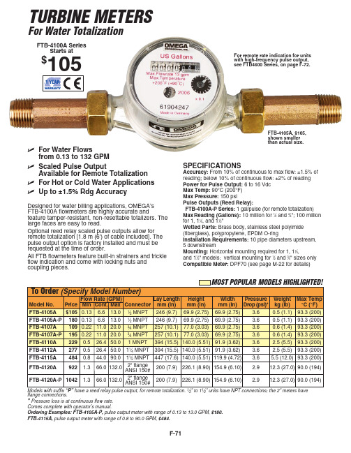 OMEGA FTB-4100A 流量计说明书