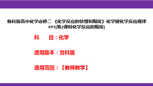 鲁科版高中化学必修二《化学反应的快慢和限度》化学键化学反应规律PPT(第2课时化学反应的限度)