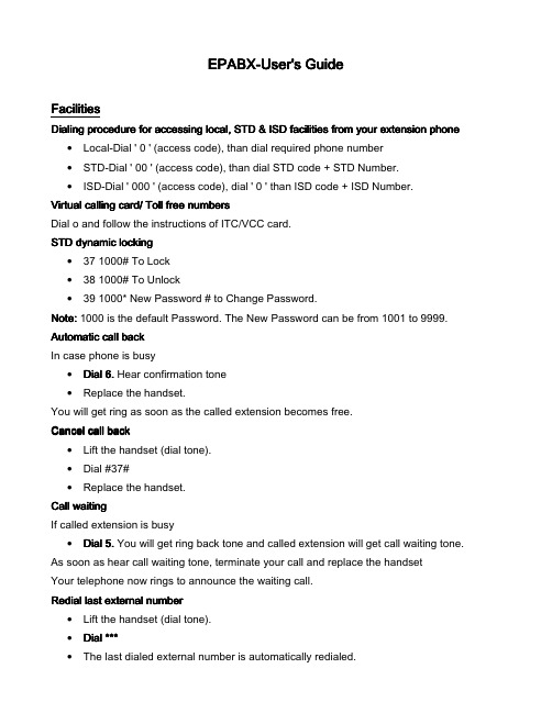 EPABX User's Guide
