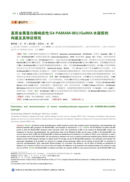 基质金属蛋白酶响应性G4 PAMAM-IBUGelMA水凝胶的构建及其特征研究