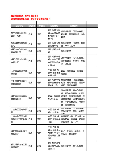 新版四川省成都低压断路器工商企业公司商家名录名单联系方式大全59家