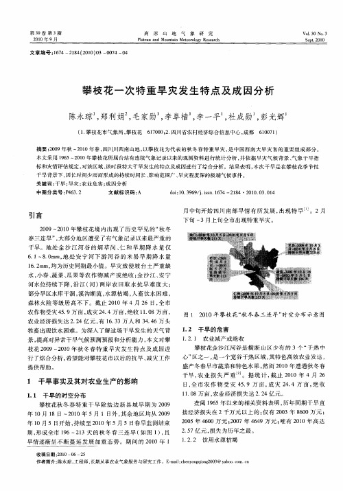 攀枝花一次特重旱灾发生特点及成因分析