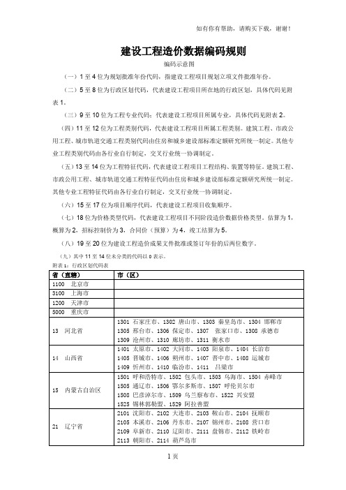 建设工程造价数据编码规则