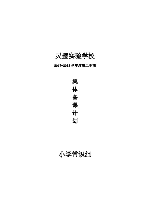 小学综合组教师集体备课计划