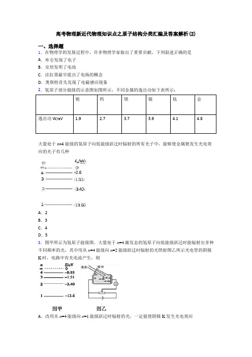 高考物理新近代物理知识点之原子结构分类汇编及答案解析(2)