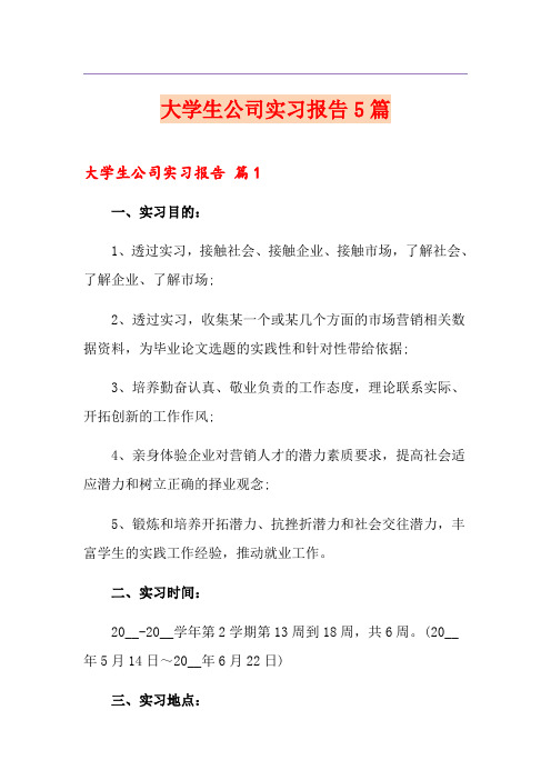 大学生公司实习报告5篇