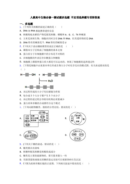 人教高中生物必修一测试题多选题 不定项选择题专项附答案