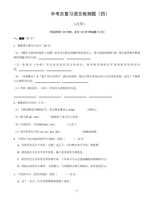 (名师整理)最新部编人教版语文中考《八年级下册》专题精练(含答案解析)