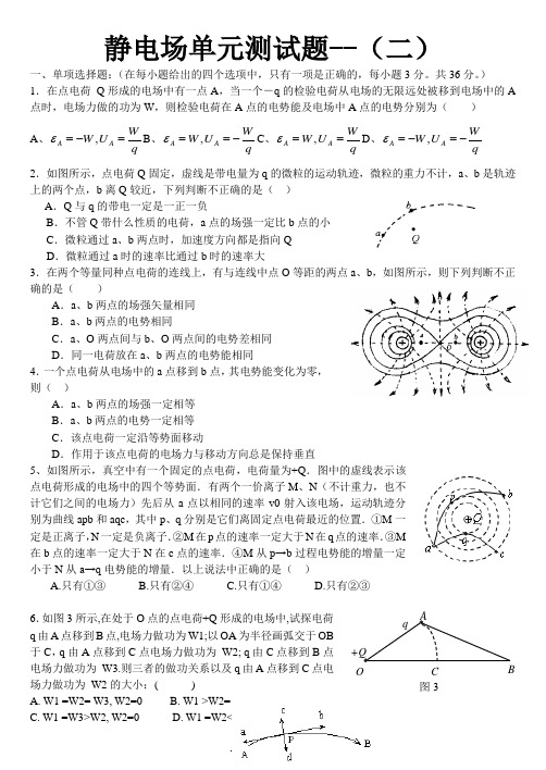 静电场单元测试卷(含答案)