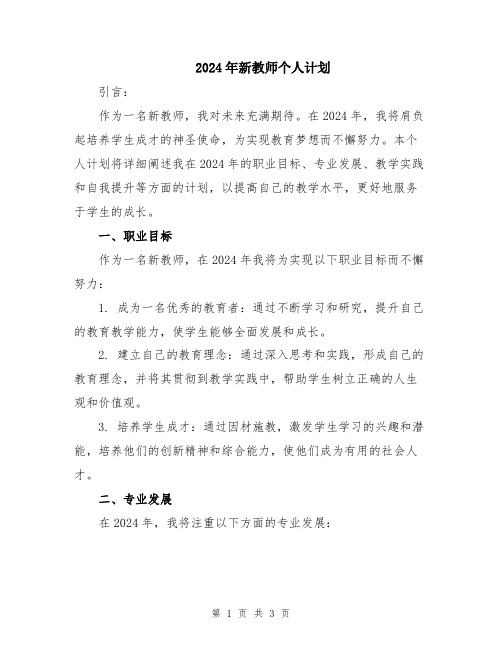 2024年新教师个人计划