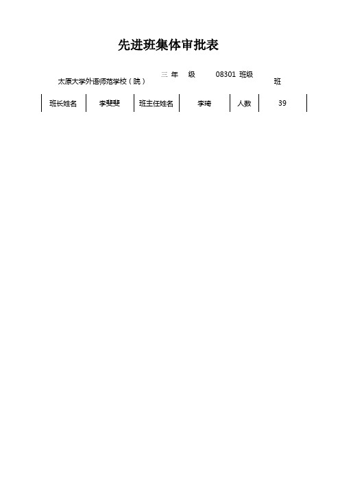 先进班集体审批表