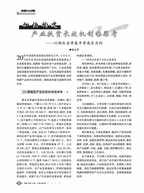 加快构建产业扶贫长效机制的思考——以湖北省孝感市孝南区为例