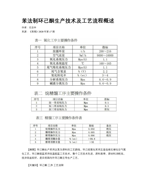 苯法制环己酮生产技术及工艺流程概述