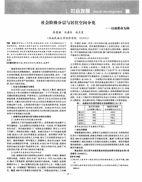 社会阶级分层与居住空间分化——以成都市为例