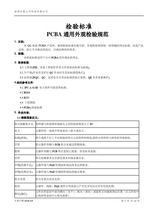 smt通用外观检验标准  IPC-A-610E