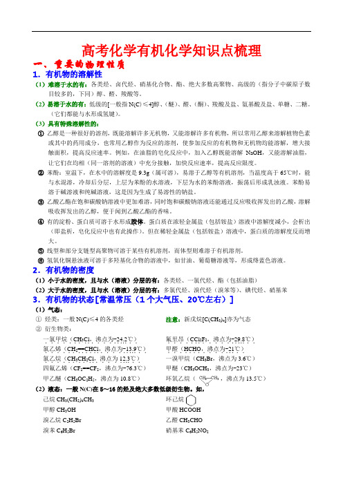 高三化学有机化学知识点梳理