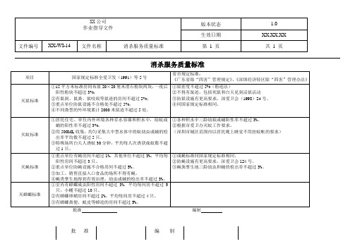 公司有害生物防治服务质量标准