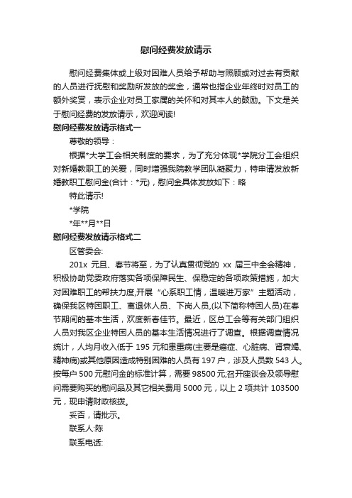 慰问经费发放请示