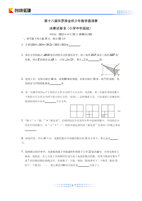 【VIP专享】2013第十八届华杯复赛小学中年级组B卷(含解析)