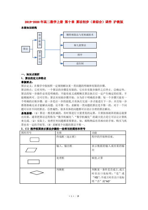 2019-2020年高二数学上册 第十章 算法初步(章综合)课件 沪教版