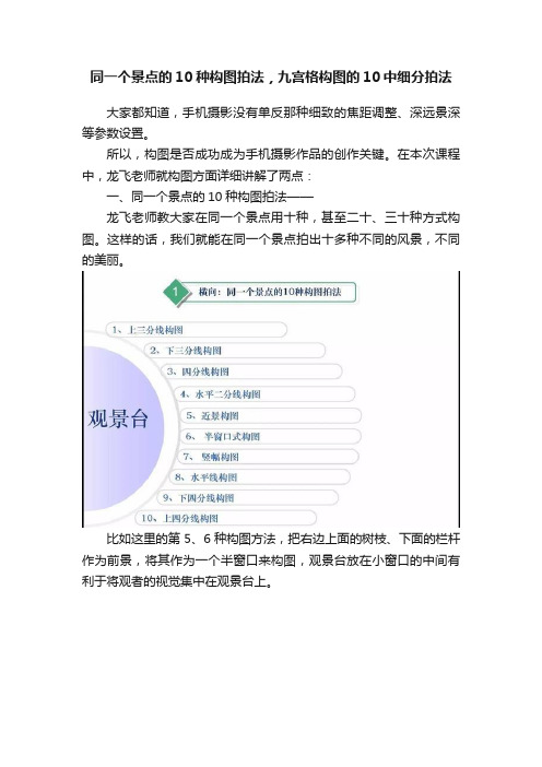 同一个景点的10种构图拍法，九宫格构图的10中细分拍法