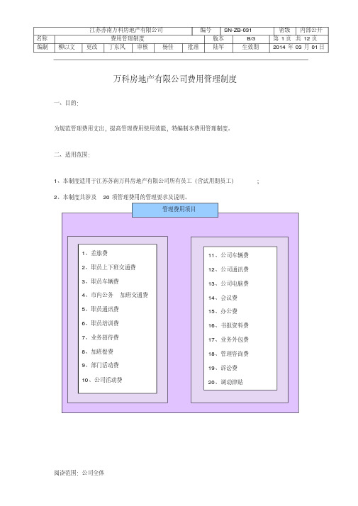 万科房地产有限公司费用管理制度