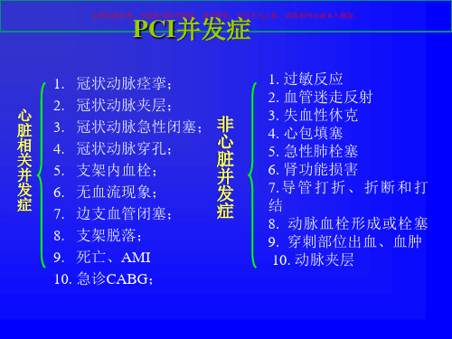 冠脉介入治疗(PCI)并发症观察和处置课件