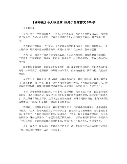 【四年级】今天我当家 我是小当家作文600字