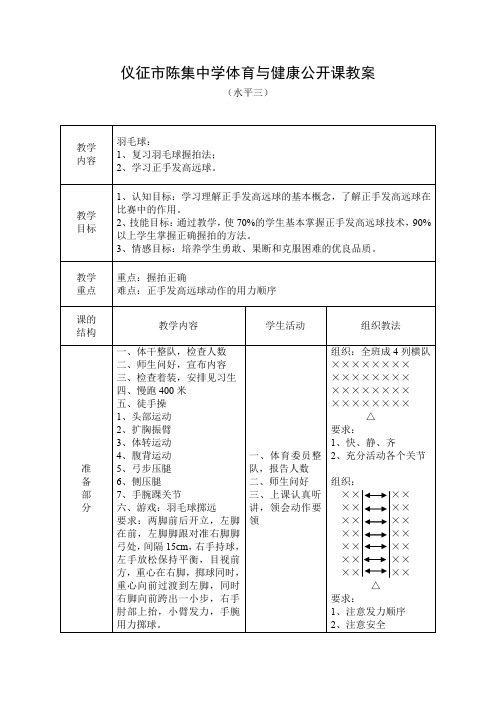 体育与健康公开课教案