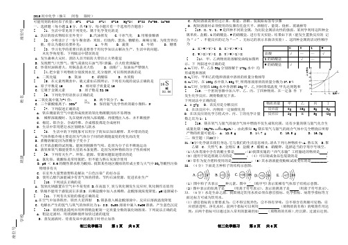 2015初中化学中考题及答案